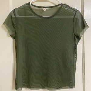 Garage Cropped Green Mesh Shirt